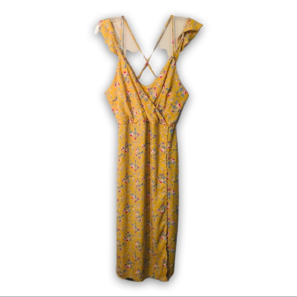 Miami | Boho Cold-shoulder yellow maxi floral